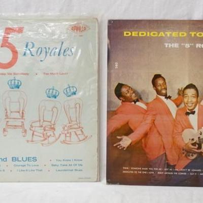 1198	LOT OF TWO THE 5 ROYALES ALBUMS; DEDICATED TO YOU- KING 580 & THE 5 ROCKIN' ROYALES REAL RHYTHM & BLUES- APOLLO RECORDS LP 488
