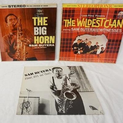 1167	LOT OF THREE SAM BUTERA ALBUMS; JUMP JIVE AN' WAIL, LOUIS PRIMA PRESENTS- THE WILDEST CLAN STARRING SAM BUTERA AND THE WITNESS & THE...