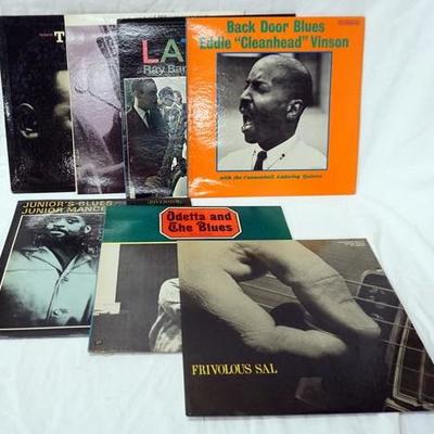 1102	LOT OF SEVEN JAZZ ALBUMS; JUNIOR MANCE TRIO JUNIORS BLUES, LENNIE TRISTANO JAZZ RECORD SERIES, ODETTA AND THE BLUES, BACK DOOR BLUES...