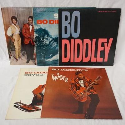 1207	LOT OF FIVE BO DIDDLEY ALBUMS ON CHECKER RECORD LABEL THREE ARE BLACK LABEL TWO ARE MAROON, BO-DIDDLEY & CO & BO DIDDLEY'S A TWISTER...