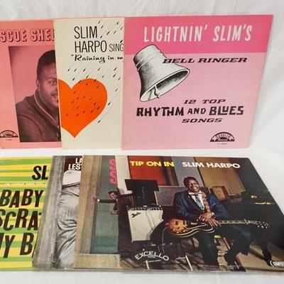 1190	LOT OF SEVEN ALBUMS ON EXCELLO RECORD LABEL ALL ARE ORIGINALS; SLIM HARPO SINGS *RAINING IN MY HEARTâ€¦* ROSCOE SHELTON SINGS,...