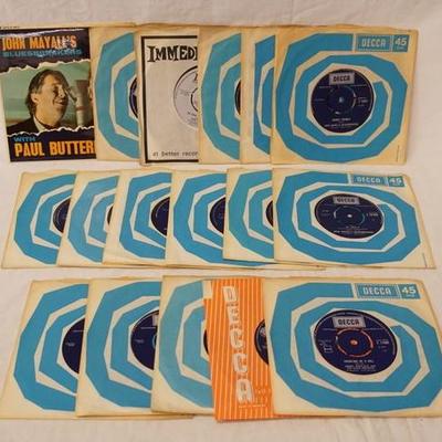 1181	LOT OF 17 BRITISH JOHN MAYALL & THE BLUESBREAKERS 45S ALL ARE IN ORIGINAL SLEEVE, ONE HAS PICTURE SLEEVE
