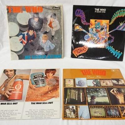 1046	LOT OF FOUR THE WHO ALBUMS; SELL OUT (COMES WITH PSYCHEDELIC POSTER) MY GENERATION, A QUICK ONE & DIRECT HITS
