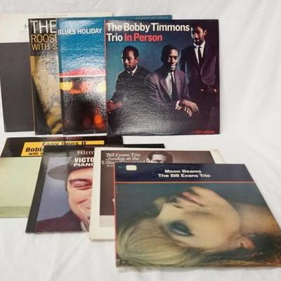 1047	LOT OF EIGHT JAZZ ALBUMS; THE BOBBY TIMMONS TRIO IN PERSON & EASY DOES IT, PAUL SERRANO QUINTET BLUES HOLIDAY, ROOSEVELT WARDELL...