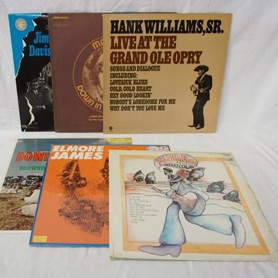1144	LOT OF SIX BLUES ALBUMS; HANK WILLIAMS, SR. LIVE AT THE GRAND OLE OPRY, ALBERT COLLINS LOVE CAN BE FOUND ANYWHERE EVEN IN A GUITAR,...