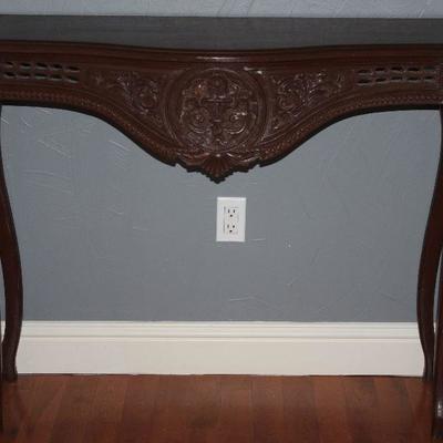 (3rd View of table only) Serpentine Front Console Table with Ornate Carved Apron Raised on Serpentine Legs (43â€W x 36â€H x 16â€D at...