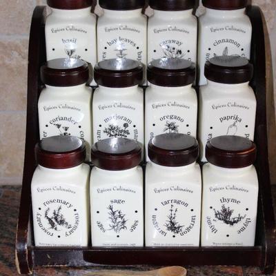 Spice Jar Set (12) with Wood Shelf