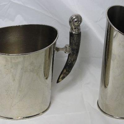 Il Mulino Stainless Horn Handled Champagne/Ice Bucket (9 1/2â€H x 12â€W ) And Pub Pitcher (10â€H x7â€W)