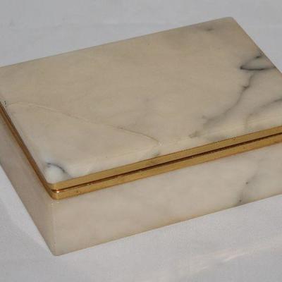 Vintage Alabaster Trinket Box (Italy) 6" L x 4" W x 2 1/2" H