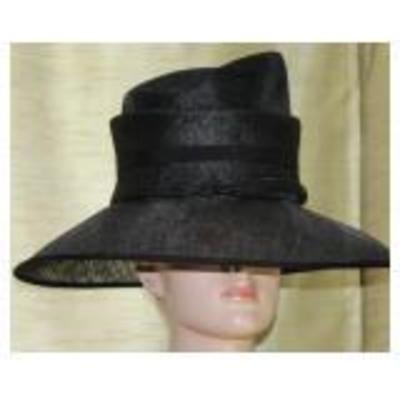 Pip Hackett Millinery London, England Wide Brim Black Derby Hat