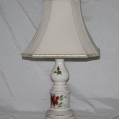 Vintage Hand Painted White Cased Glass Table Lamp