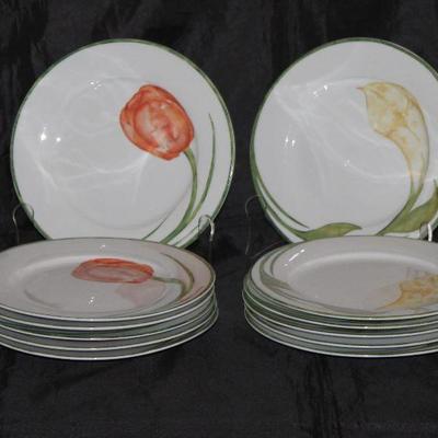 -Peir 1 Floral Dessert/Salad Plates; â€œTulipâ€ Set of 6, â€œCaly Lilyâ€ Set of 6 