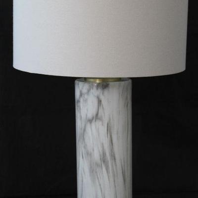 Evolution Lighting White Marble Like Cylindrical Art Glass Table Lamp (28 1/2â€H)