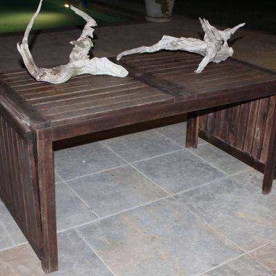 Drop Side Wood Slat Table.  Measurements with Dropped Sides (55â€W x 30 3/8â€D x 28â€H)                
Opened (102 3/â€œ...