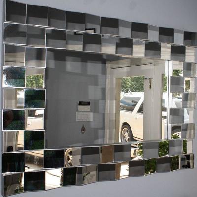 Contemporary Mirrored Tiled Framed Wall Mirror (48â€x36â€)