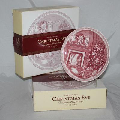 William-Sonoma: Joshua Wedgwood â€œChristmas Eveâ€ Dessert Plates (set of 4) 2 sets 