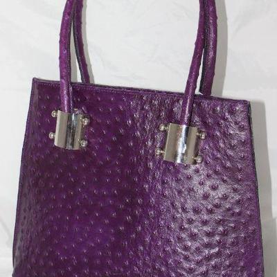 Marco Ventura Italian Eggplant Ostrich Leather  Handbag 