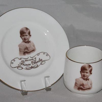 Paragon "A Souvenir of Prince Charles" 1953  Prince Charles Baby Portrait by Marcus Adams  Plate (6 1/4â€) & Mug 