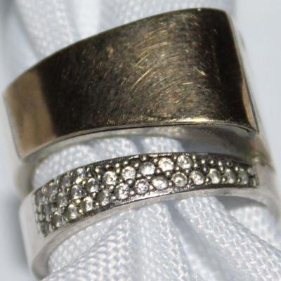 Sterling and Gold Ring with Pave Diamond