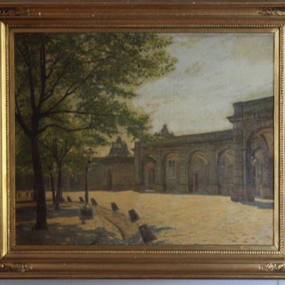 Antique Oil on Canvas Signed CFB 1905