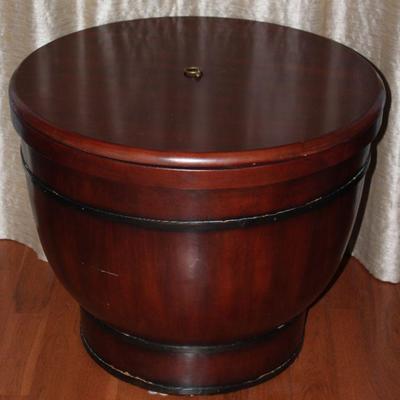 Wood Drum Table with Removal Top for Storage (25â€H.  20â€D)