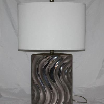 Polished Aluminum Table Lamp with Oval Shade ( 28