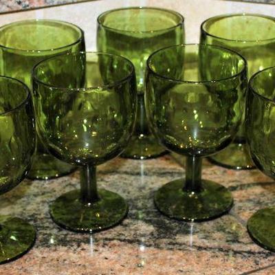 Bartlett Collins Vintage Green Iced Tea Goblets (9 ea.). C. 1960-1970â€™s 