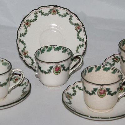 Royal Doulton Cynthiaâ€  Demitasse Cup & Saucer Set. Service for 6 (12 pcs.) C. 1911 