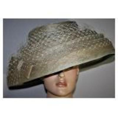 House of Frasier Derby Style Hat United Kingdom Tier Pleated Grey Hat with Netting 
