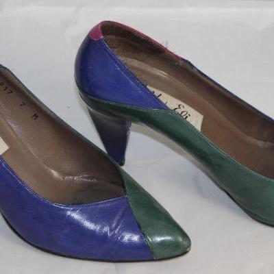 Van Eli Made in Spain Vintage 1980â€™s Multi Colored Leather Pump