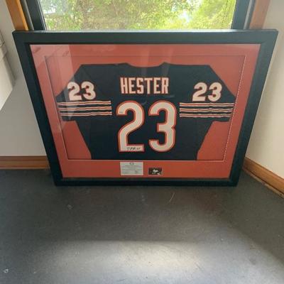 Signed Hester jersey in frame $250