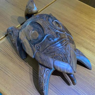 Koa wood Customized Turtle Woodcarving made of Koa wood growed and carved in Hawaii , turtle sculpture, sea turtle, $950