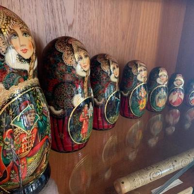 10 piece hand painted Russian MATRYOSHKA nesting dolls $300
