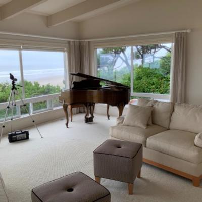 Ethan Allen sofa and love seat. Baby grand piano