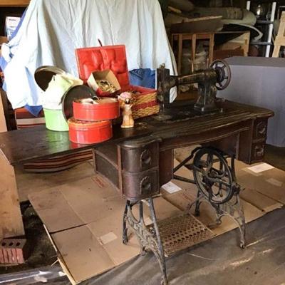 Antique White Treadle Sewing Machine