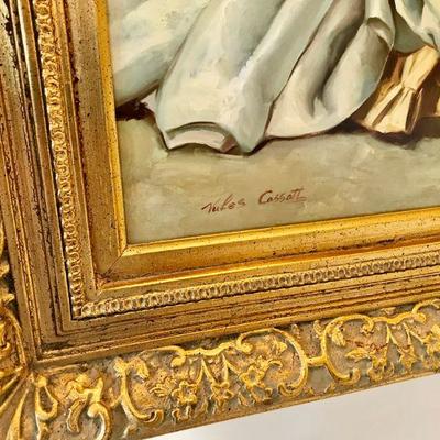 Gilt Framed Oil On Cavas Jules Cassatt, 20th Century. Size 35