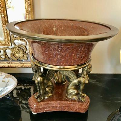 Pair of black marble and ormolu fiqural compotes. 