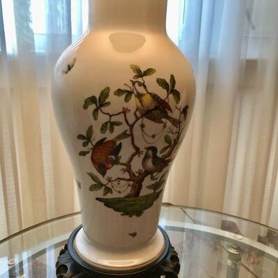 Herrend Porcelain Vase Table Lamp Rothschild Bird Pattern T34