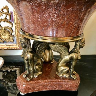 Pair of black marble and ormolu fiqural compotes. 