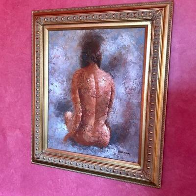 Vintage Oil Painting on canvas Woman Nude By Barton Signed.  $300  (T26 1/2