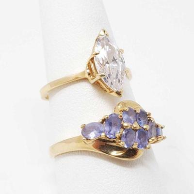 554	

2 14k Gold Rings with Stones, 6.3g
Weighs Approx 6.3g Size 7Â½ And 9