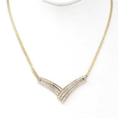 516	

10k Gold Necklace With Diamonds, 7.7g
Weighs Approx 7.7g Measures Approx 16