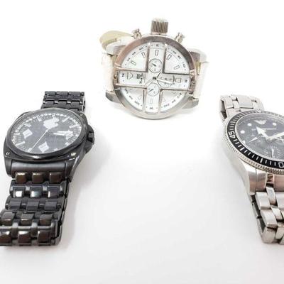 767	

3 Mens Watches
Includes Mark Naimer, Emporio Armani, And More