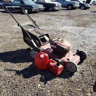 80005	

Craftsman Push Mower And 2 Gallon Gas Cans
Model No: 917.370910