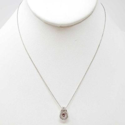 696	

Sterling Silver Diamond Necklace With Floating Pendant
Measures Approx 16