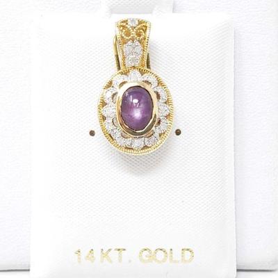 626	

14k Pendant With Oval Ruby And Diamonds, 3.5g
Weighs Approx 3.5g