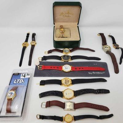 754	

13 Wrist Watches
Brands Include Betty Boop, LTD., Madison Gems, Diamond Quartz, Wrangler, Time, Winfield, Pierre Cardin, Nelsonic,...