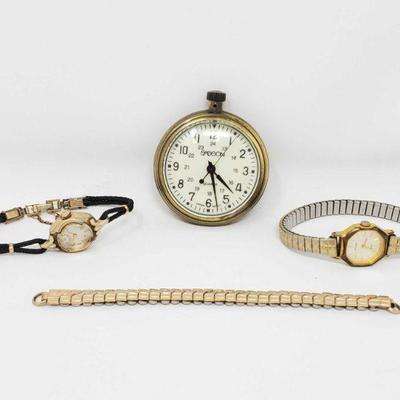 750	

1 Pocket Watch, 2 Watches, and More!
Pocket Watch Brand Sasson Quartz. Watch Brands Pulsar, and Gruen Precision
 	 