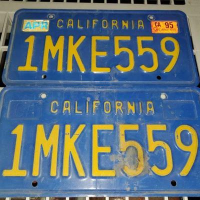 11064	

2 California Blue and Yellow License Plates
2 California Blue and Yellow License Plates