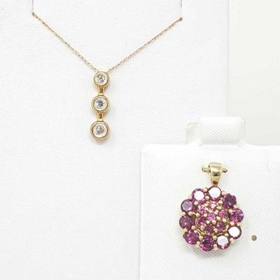 631	

10k Gold Necklace With Diamond And 10k Gold Pendant With Semi Precious Stones, 3.9g
Weighs Approx 3.9g Necklace Measures Approx